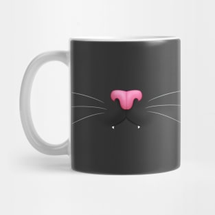 Black Kitty Cat with Fangs - Pink Nose Mug